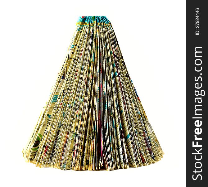Christmas tree made of magazine pages, front