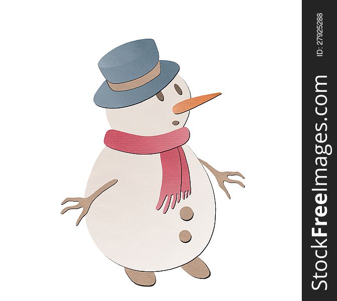 Snowman made of craft paper