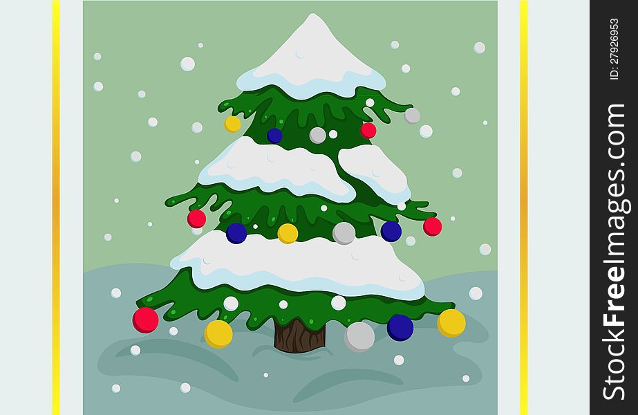 Greeting card with Colorful christmas tree