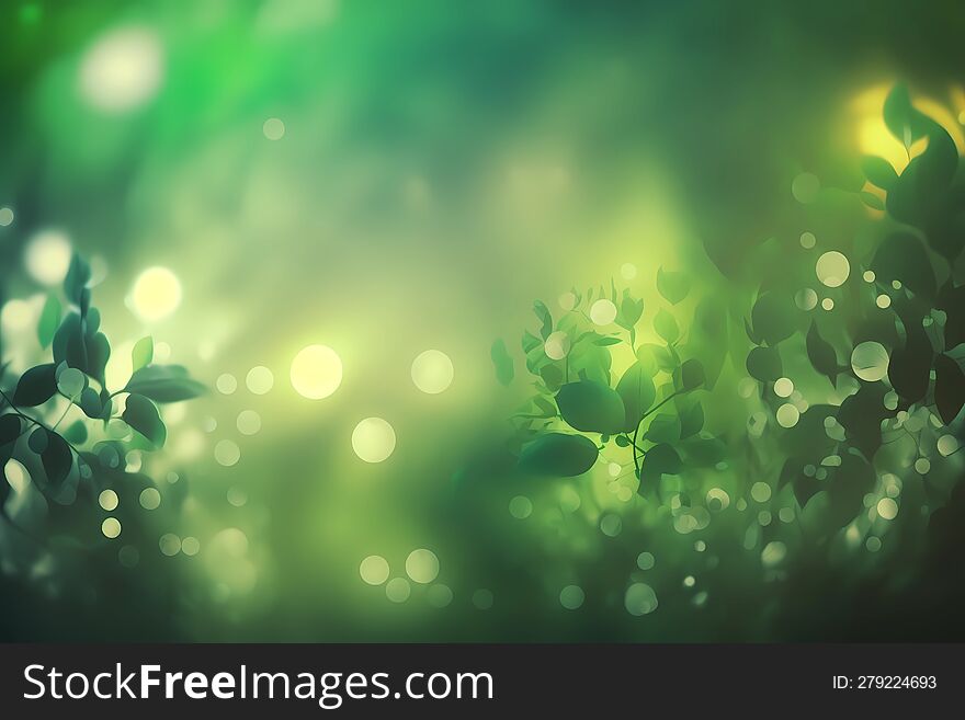 green blurred background, environmental concept, copy space. Generative AI