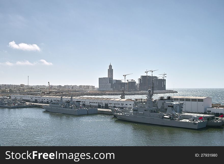 A view of casablanca and military vessel