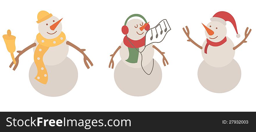 Snowmen very nice and colorful.Digital illustration. Snowmen very nice and colorful.Digital illustration.