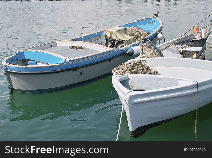 Wooden boats in the port of la spezia