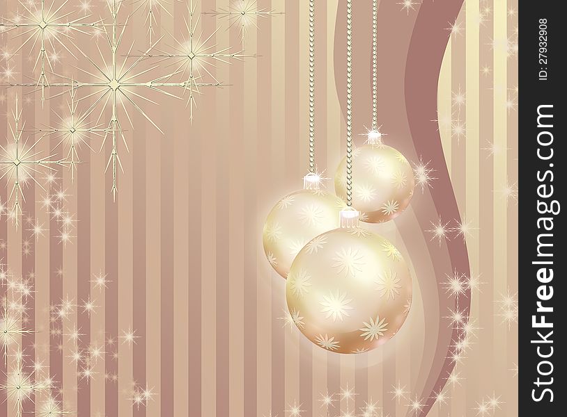 Christmas background with balls and snowflakes on a beautiful abstract pattern