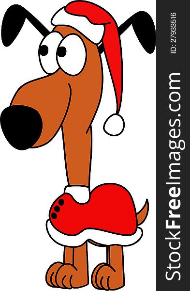 A very cute dog for a happy Christmas. Vectorial handdrawn image. A very cute dog for a happy Christmas. Vectorial handdrawn image