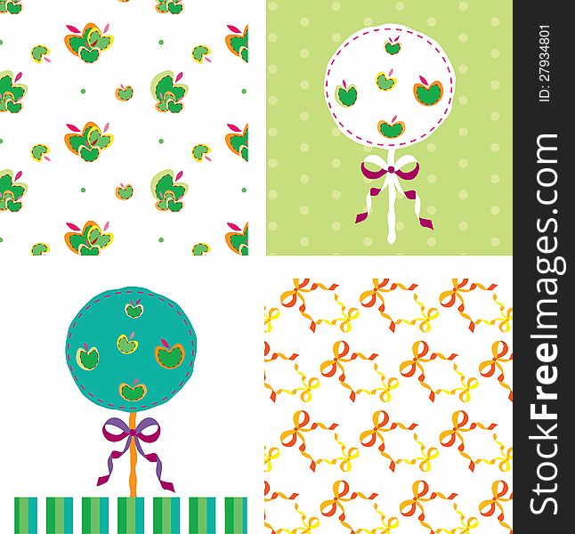 Apple Tree Card And Seamless