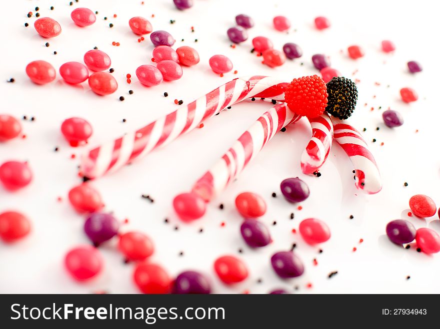 Multiple candies on a white background. Multiple candies on a white background