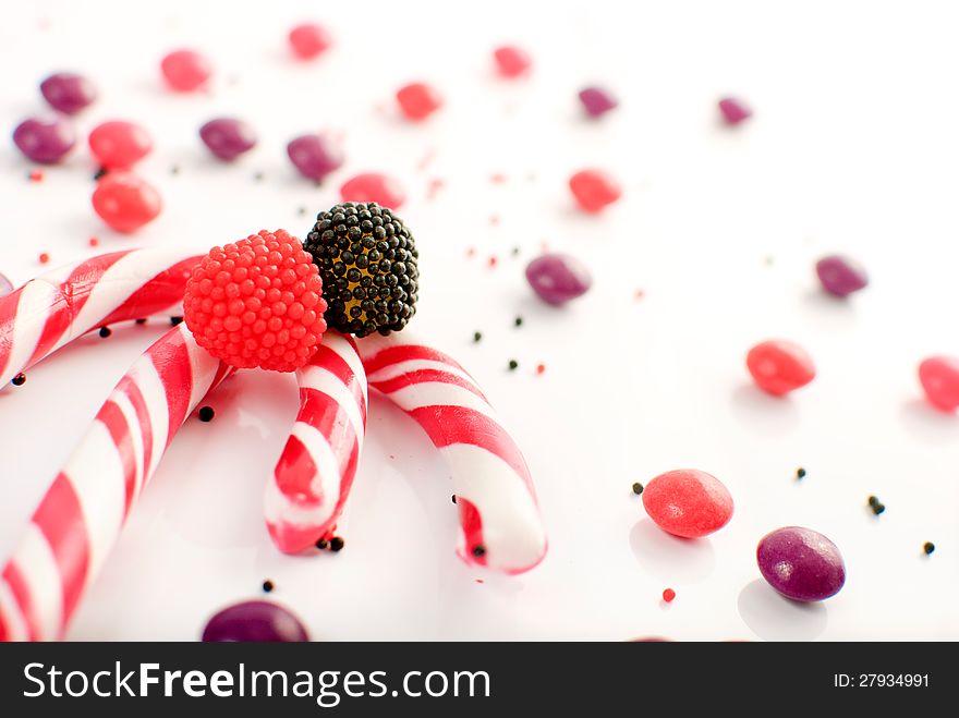Multiple candies on a white background. Multiple candies on a white background