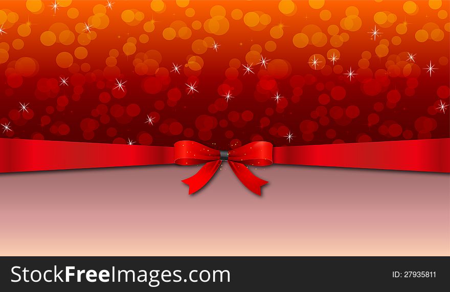 Greeting card with red bow and copy space. Greeting card with red bow and copy space