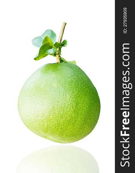 Green Pomelo On White With Soft Shadow On Background. Green Pomelo On White With Soft Shadow On Background