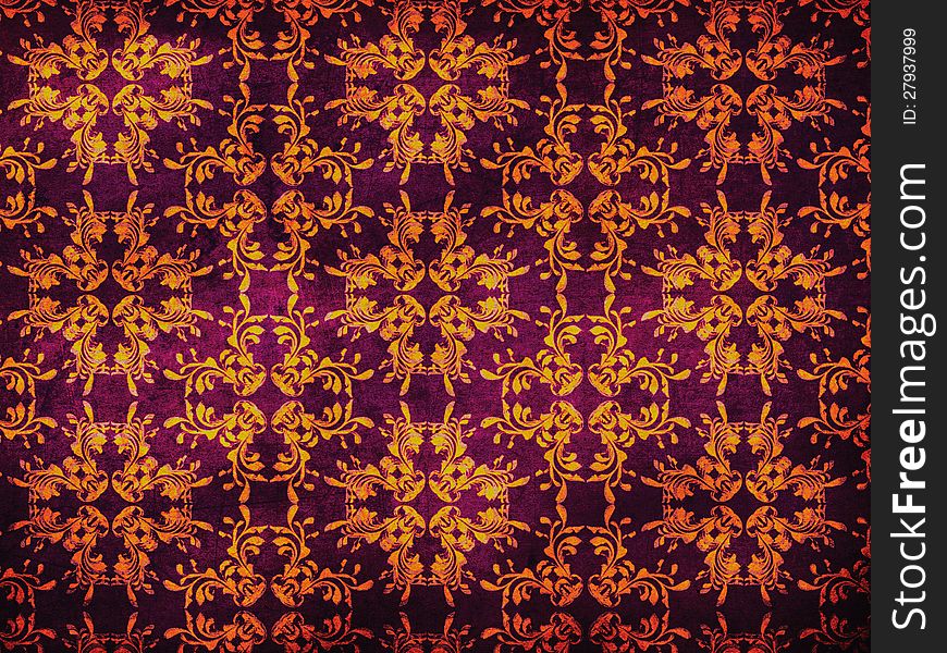 Illustration of yellow flower pattern on purple grunge texture background. Illustration of yellow flower pattern on purple grunge texture background.