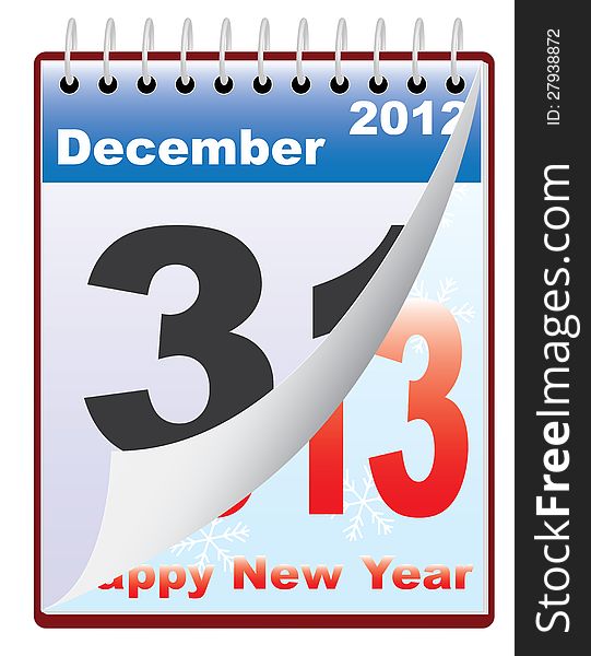 Calendar with New Year 2013 date vector illustration