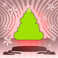 Round Shape Christmas Tree On Pink Ribbon Card Royalty Free Stock Photography Round Shape Christmas Tree On Pink Ribbon Card Royalty Free Stock Photography