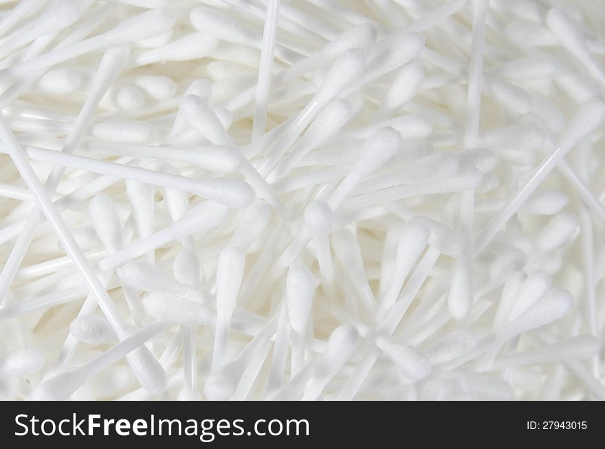 Cotton swabs close up on white background