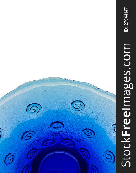 Dreamstime logo on blue bowl glass isolated on white. Dreamstime logo on blue bowl glass isolated on white.