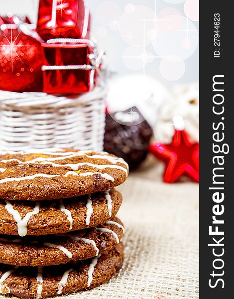 Festive cookies and holiday decration. Festive cookies and holiday decration