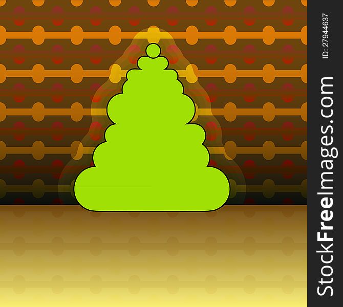 Round Shape Christmas Tree On Yellow Pattern