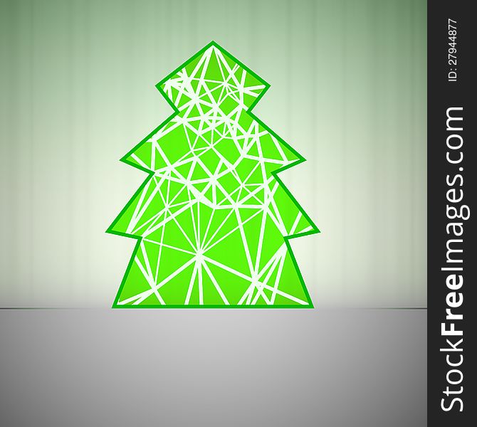 Green triangular christmas tree silhouette vector card. Green triangular christmas tree silhouette vector card