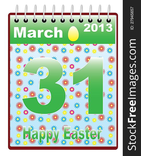 Calendar with catholic Easter Sunday date vector illustration