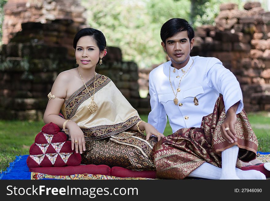 Asian thai couple bride and bridegroom