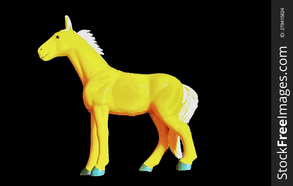 Yellow Horse On Dark Background