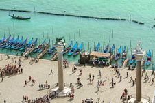 Venice Lagoon And Gondolas, Aerial View Royalty Free Stock Photography Venice Lagoon And Gondolas, Aerial View Royalty Free Stock Photography