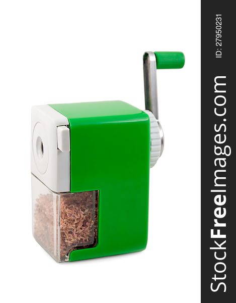 Pencil-sharpener is photographed on the white background