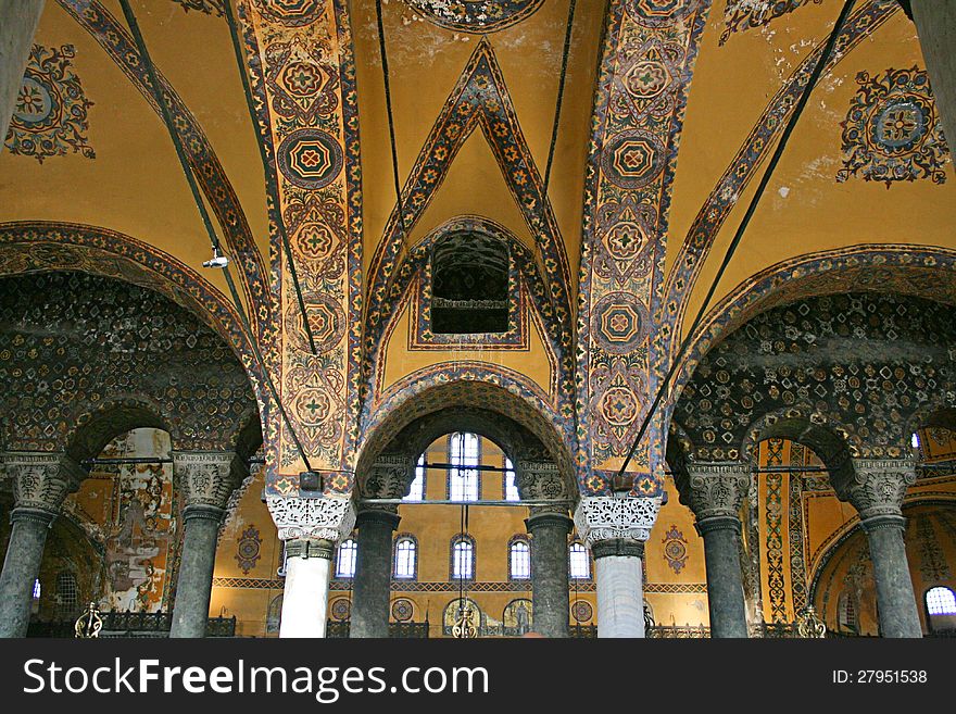 Hagia Sophia Museum in Istanbul, Interior. Hagia Sophia Museum in Istanbul, Interior