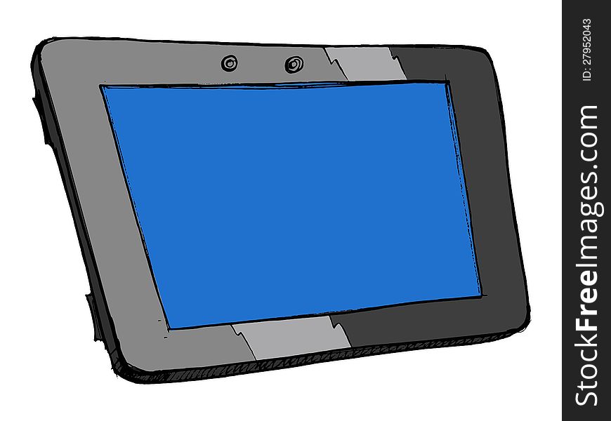 Hand drawn illustration of an computer tablet
