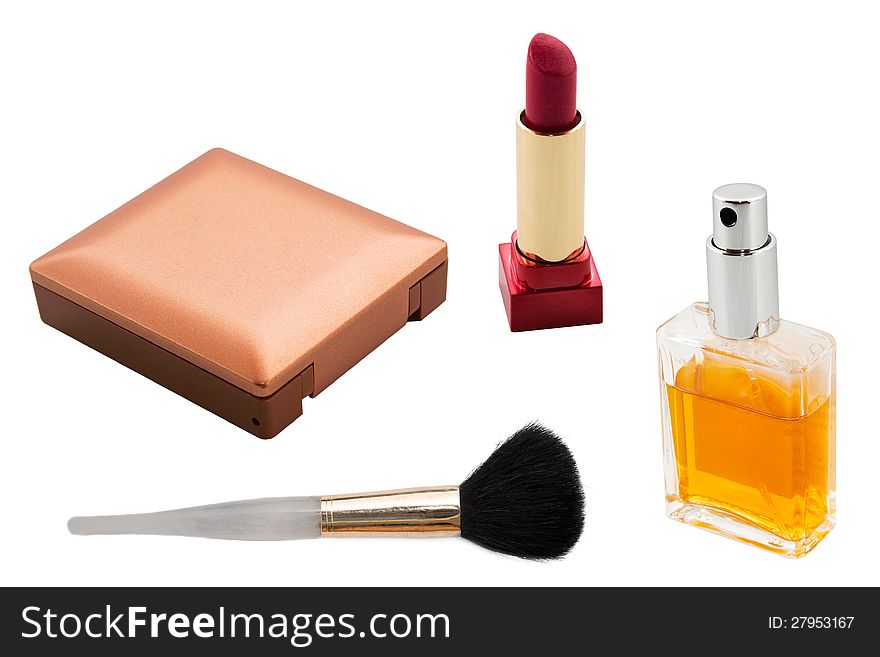 Set of makeup cosmetics isolated on white