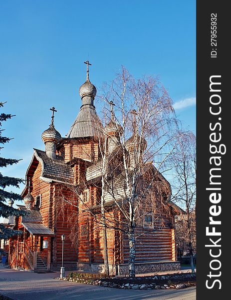 Church re-established on samples of Russian wooden architecture of the seventeenth century. Church re-established on samples of Russian wooden architecture of the seventeenth century