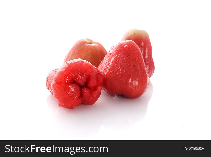Fruit from indonesia, known as Jambu Air,  on white background. Fruit from indonesia, known as Jambu Air,  on white background