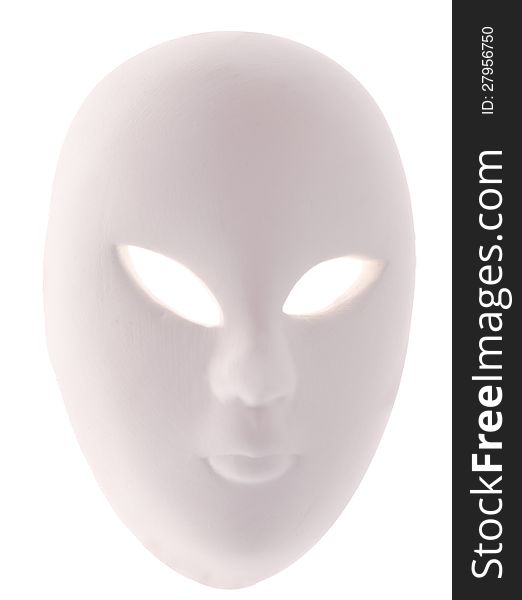 Light plaster mask isolated on white background