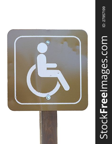 Brown handicap sign isolated on a white background. Brown handicap sign isolated on a white background.