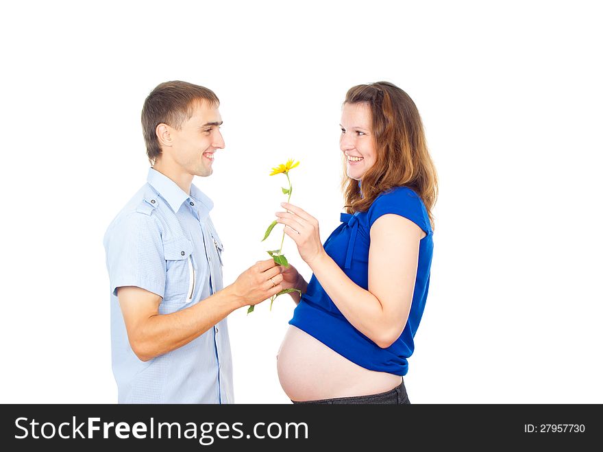 Husband and pregnant wife isolated. Husband and pregnant wife isolated