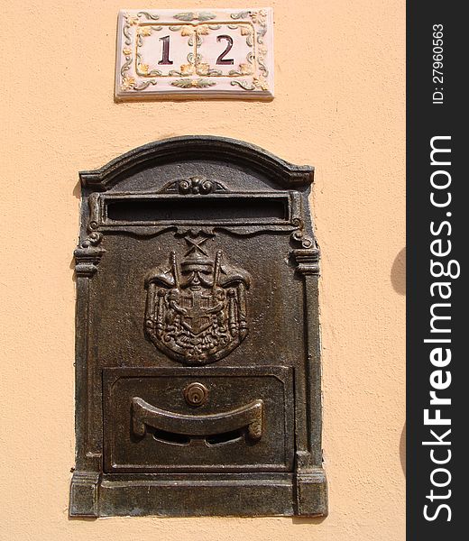 Metal letter box with ornaments. Metal letter box with ornaments