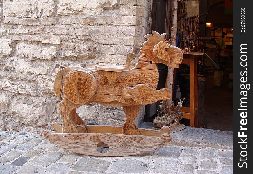 Old, wooden rocking chair for children. Old, wooden rocking chair for children