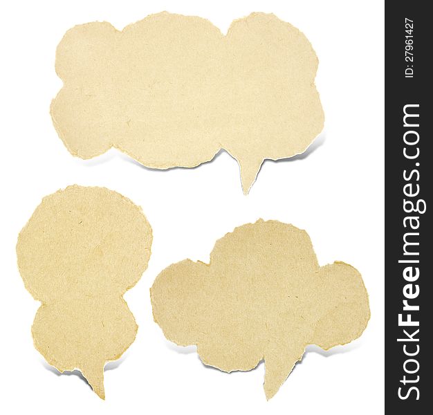 Paper torn bubble talk tag craft stick on white background