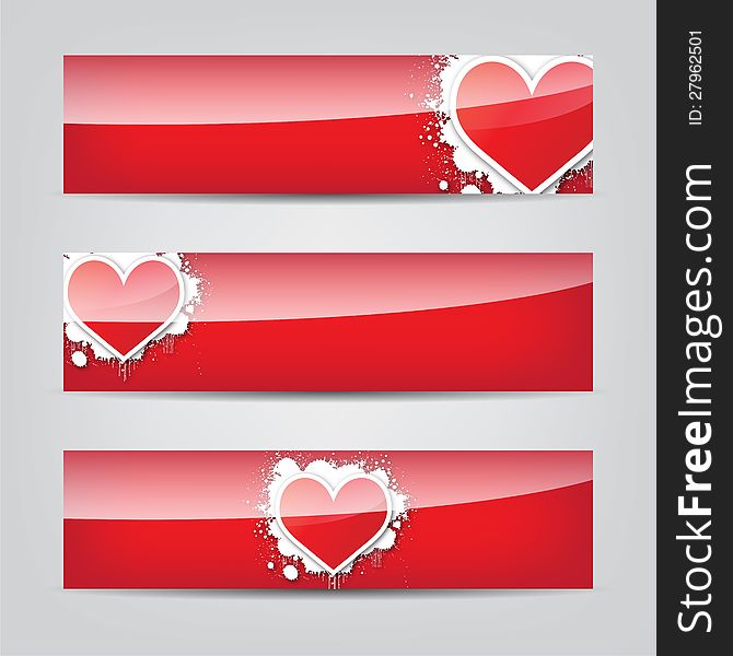 Set of abstract heart headers, banners. Set of abstract heart headers, banners