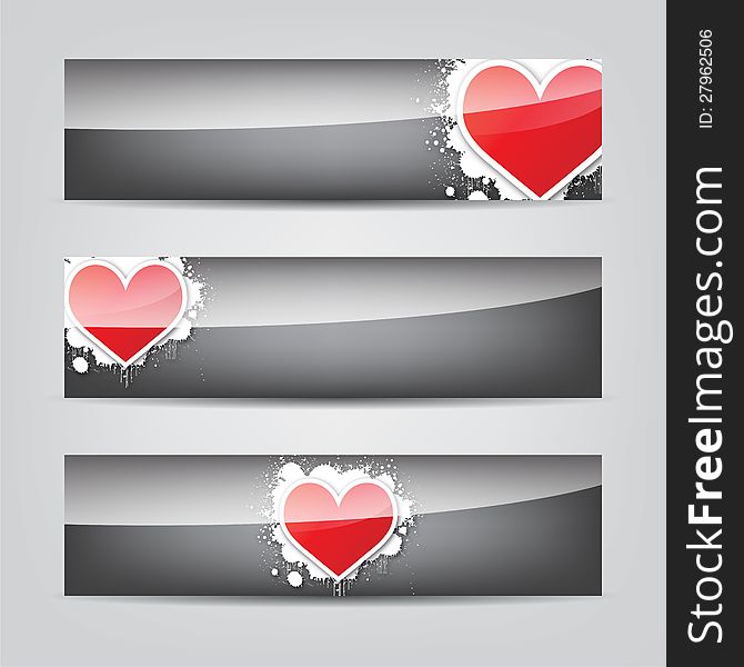 Set of abstract heart headers, banners. Set of abstract heart headers, banners