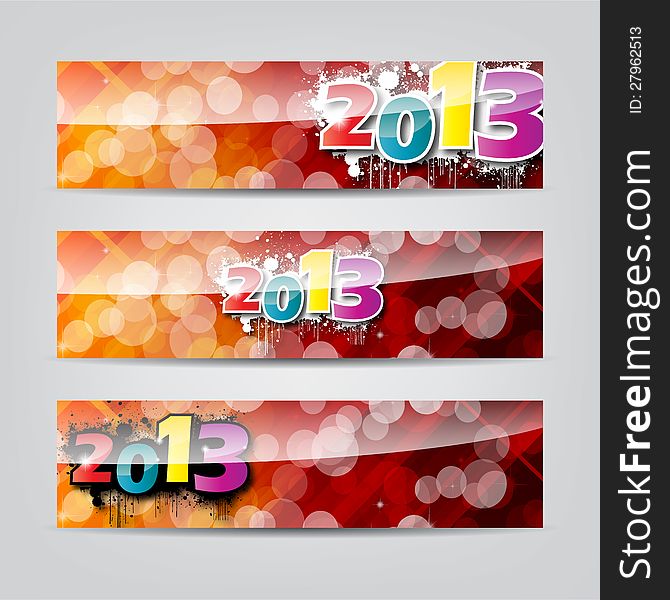New Year Colorful Header And Banner Set