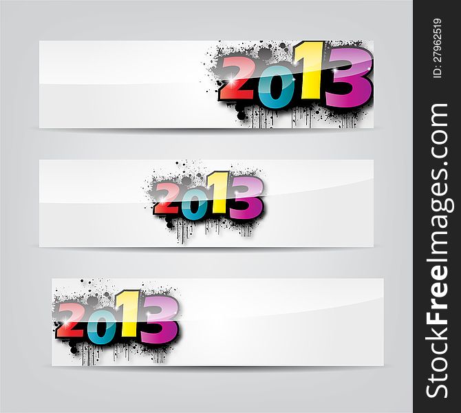 Set of abstract New Year headers, banners