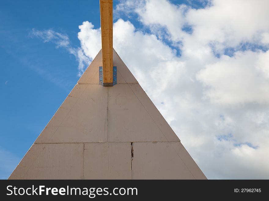 Detail of a roof construction with ladder. Detail of a roof construction with ladder