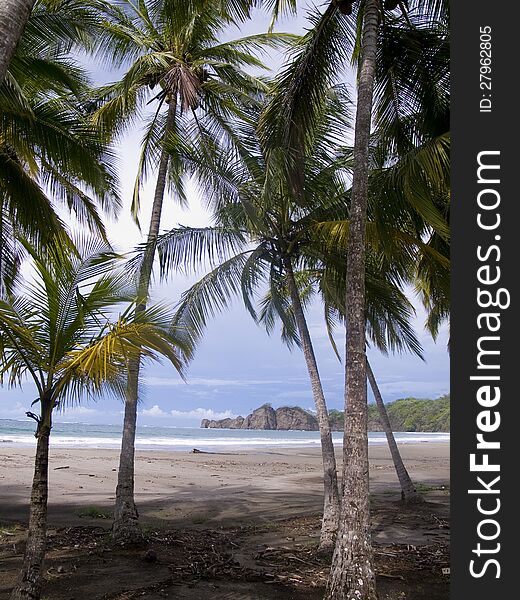 Beautiful deserted tropical beach near Samara in Costa Rica