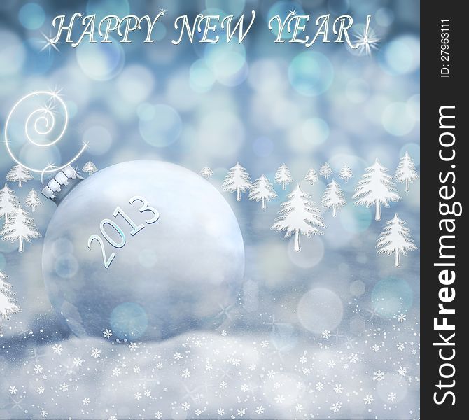 New Year background in blue tones with white snowflakes and Christmas toy. New Year background in blue tones with white snowflakes and Christmas toy