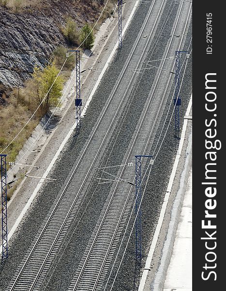 View of a railway line from above