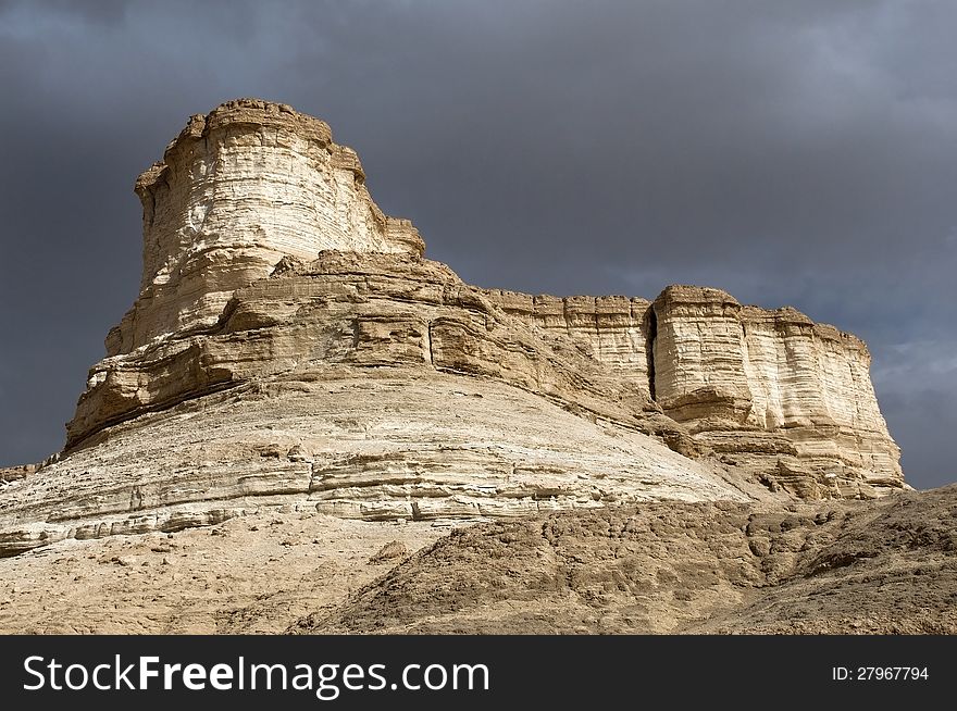 Unusual erosion of mountains , fragment of the Judean Desert near The Dead Sea, Israel
