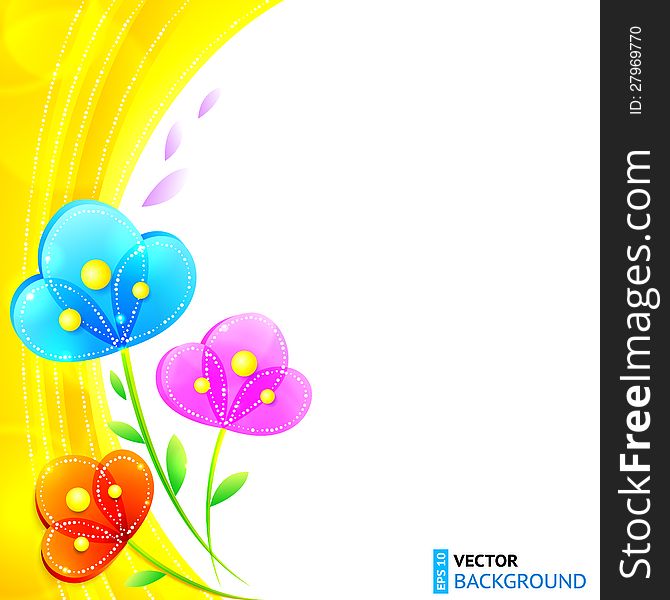 Bright Shining Flowers Vector Background