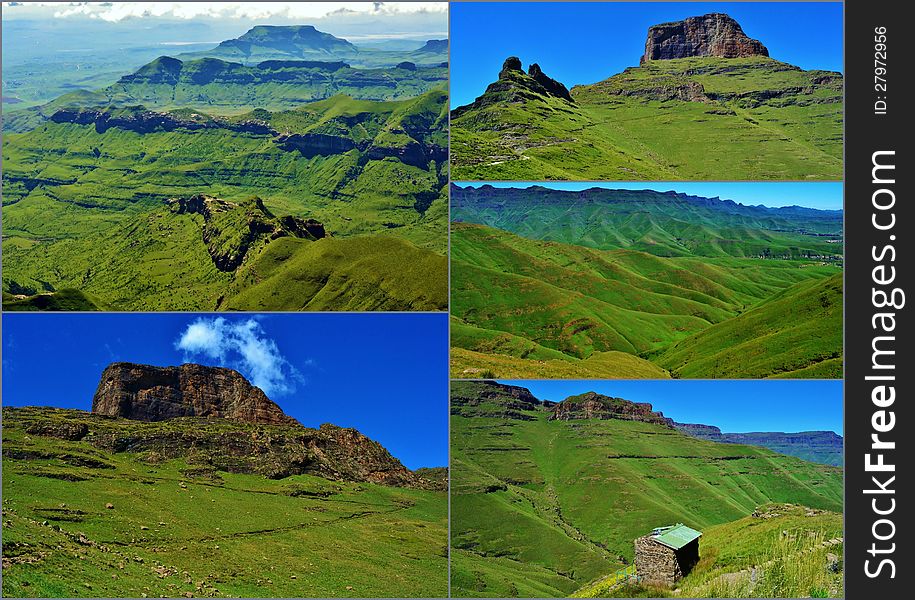 Collage of Drakensberg Mountains in South Africa