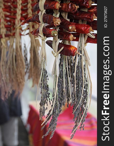 Hanging Long Dried Red Chillies